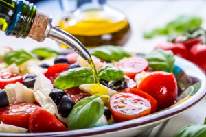 A simple salad with olive oil is the perfect Mediterranean dish. 