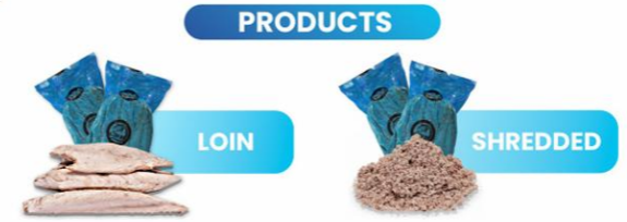 PT Lautindo frozen pre-cooked tuna products: loin and shredded